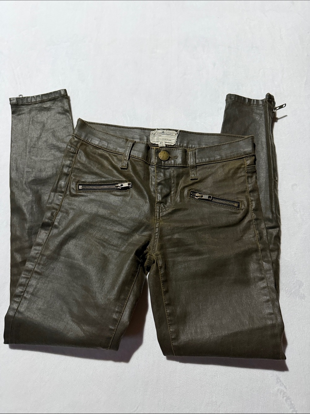 Current/Elliott faux leather brown skinny ankle zipper - Picture 5 of 6